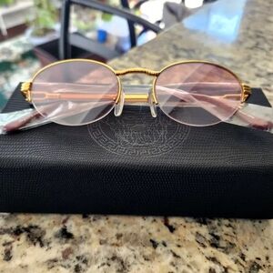 Vintage Frames Company - PAC HALF RIM 18KT GOLD Sunglasses - Pink Lens